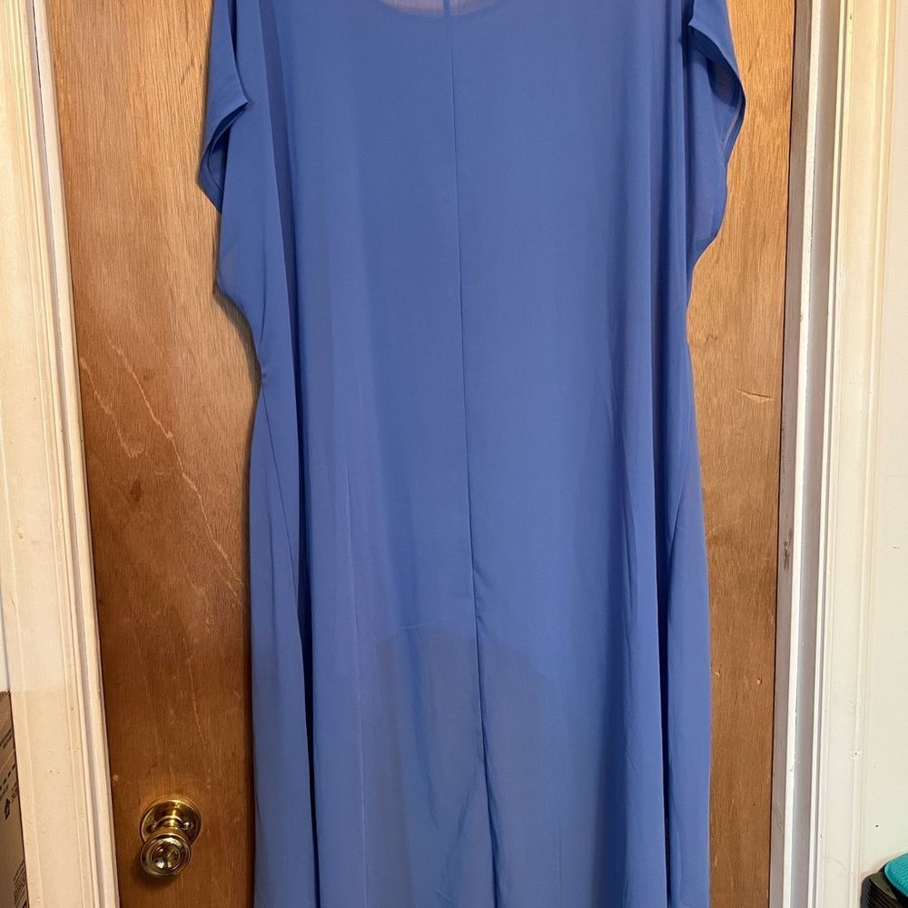 Davi & Dani Blue Hi-lo Sheer Top Size 2X Periwinkle - Picture 4 of 5